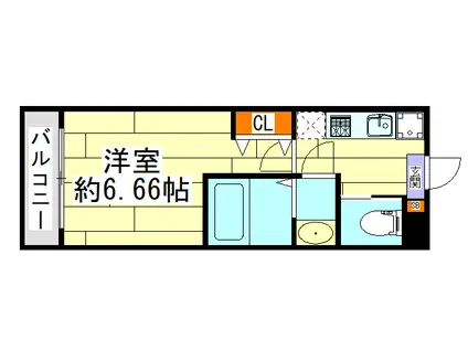 AILE石橋III(1K/2階)の間取り写真