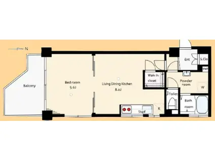 ローヤルマンション志木(1LDK/4階)の間取り写真