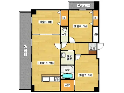 ヴィラージュ緑井(3LDK/8階)の間取り写真