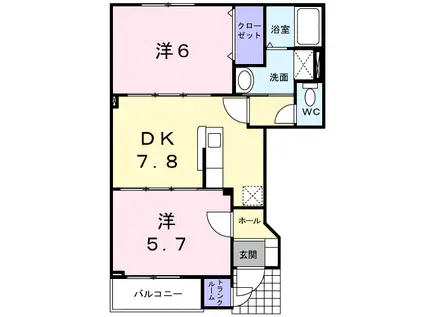 スカイピア勇舞IIG棟(2DK/1階)の間取り写真