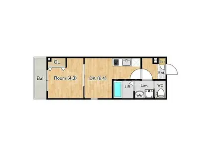 ジーメゾン中葛西ローリエ(1DK/2階)の間取り写真