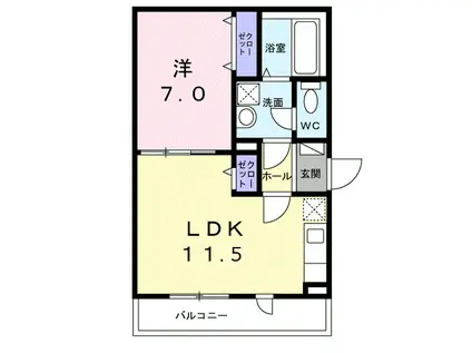 六角橋フラット3号(1LDK/2階)の間取り写真