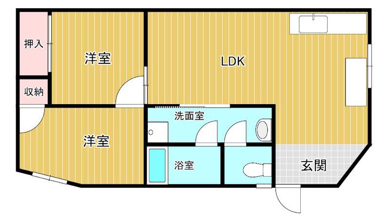安良グリーンハイツ別館(2LDK/1階)の間取り写真