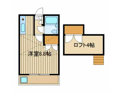 パビロン(ワンルーム/2階)の間取り写真