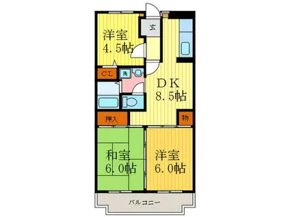 ローレルコート五番館(3DK/3階)の間取り写真