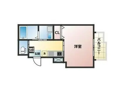 ALEGRIA東二見(1K/3階)の間取り写真