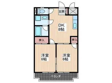 高東ビル(2DK/2階)の間取り写真