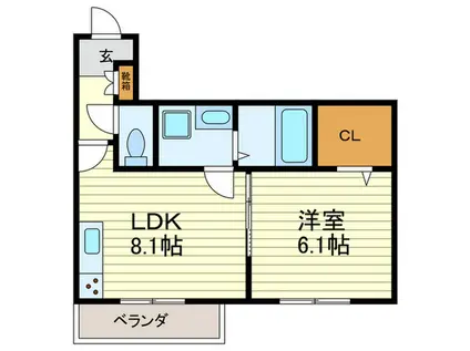 ルクソールIII(1LDK/3階)の間取り写真