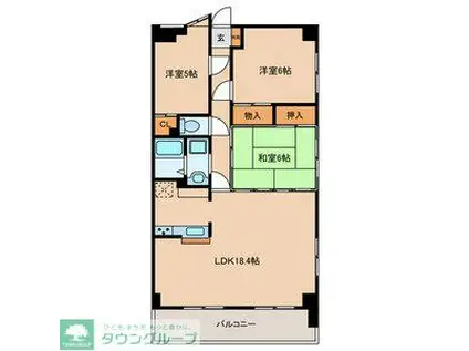 サニーウェル仲村(3LDK/3階)の間取り写真