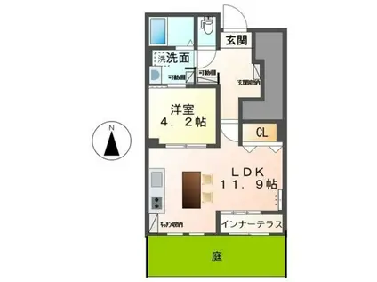 北久原アパート(1LDK/1階)の間取り写真