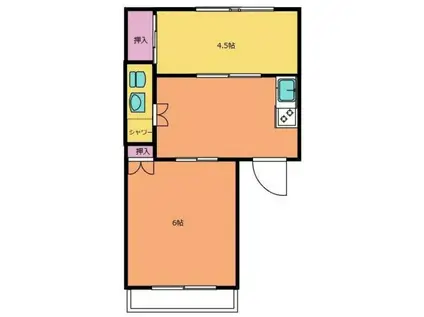 中野南台第ー口ーヤルコーポ(2K/6階)の間取り写真