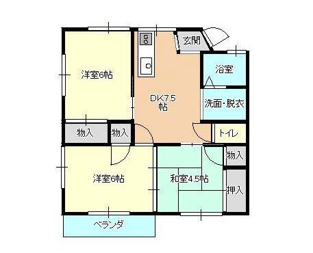 プラザ古野上(3DK/2階)の間取り写真