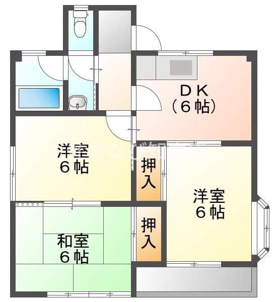 コーポドリームE(3DK/2階)の間取り写真