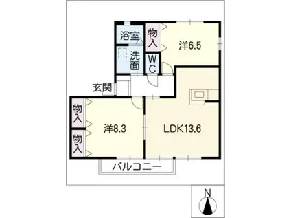 SOLA(2LDK/1階)の間取り写真