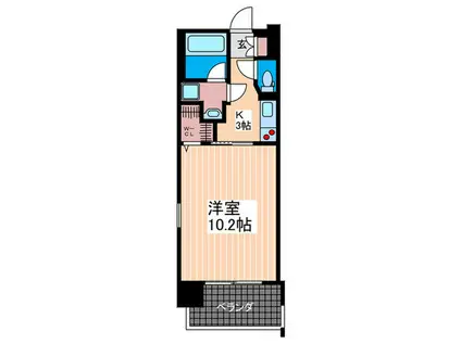 ルービンス宇品御幸II(1K/11階)の間取り写真