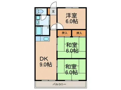 ロイヤル南柏(3DK/1階)の間取り写真