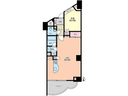 サーフサイド鴨川(1LDK/9階)の間取り写真