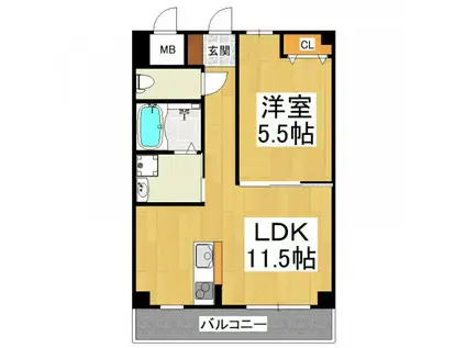 ベレンス丈六(1LDK/3階)の間取り写真