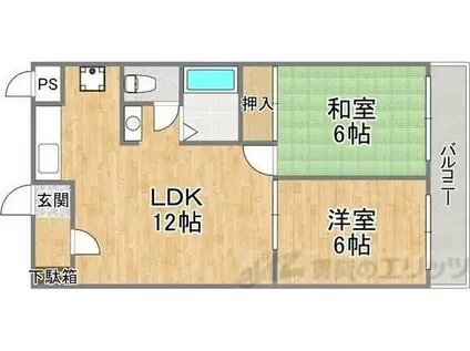 サンロイヤル柴島パートII(2LDK/3階)の間取り写真