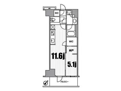 WORVE横浜伊勢佐木町(1LDK/15階)の間取り写真