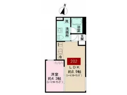 CASA PIAZZA 目黒大岡山(1LDK/2階)の間取り写真