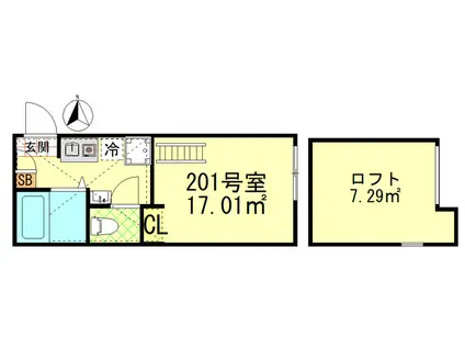 武蔵中原AP(1K/2階)の間取り写真