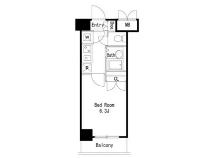 ラサンテ広尾 旧グランシャルム広尾(1K/6階)の間取り写真