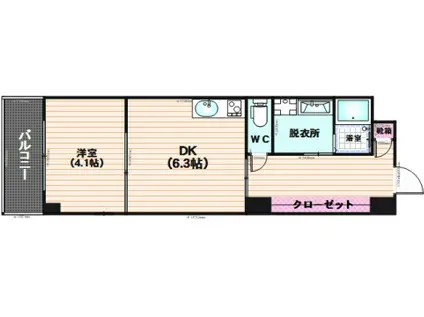 ミモザテラス(1DK/3階)の間取り写真