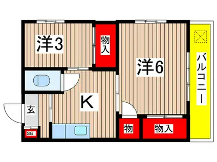 第3吉岡荘(2K/1階)の間取り写真