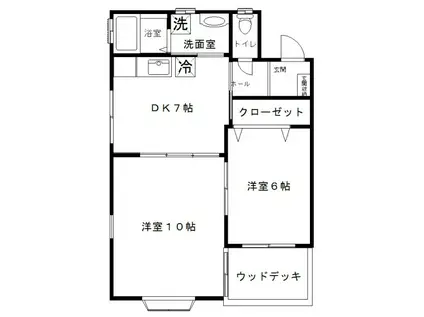 カーサフィオーレII(2DK/2階)の間取り写真