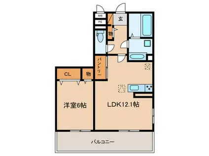 VERDE(1LDK/2階)の間取り写真