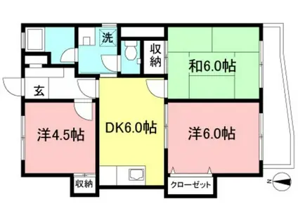 ラフォーレ千歳台(3DK/3階)の間取り写真
