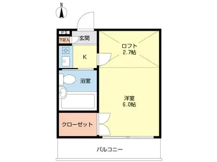 ハイツ上社(1K/1階)の間取り写真