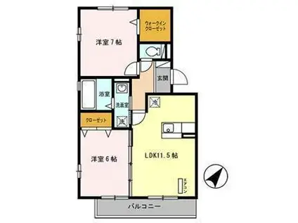 ジョイアポスト(2LDK/2階)の間取り写真