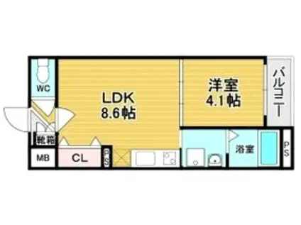 1ER CAMELLIA(1LDK/3階)の間取り写真