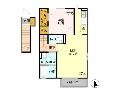 メゾン・ド・シャテーヌ(1LDK/2階)の間取り写真