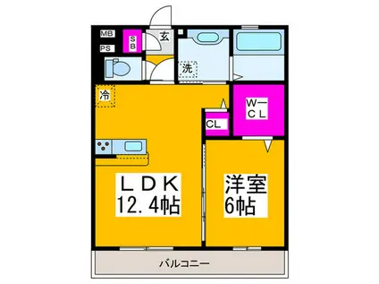 シャバーニ(1LDK/3階)の間取り写真