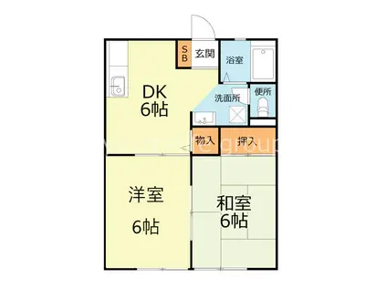 リバーサイドハイツC(2DK/2階)の間取り写真