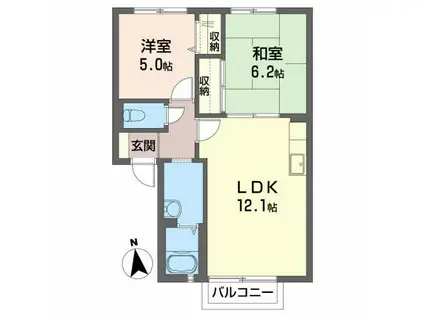 エリエール(2LDK/2階)の間取り写真