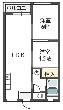 STEADY羽曳野(2LDK/1階)の間取り写真