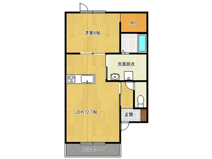 ドルチェII(1LDK/1階)の間取り写真
