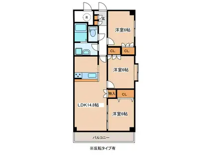 マンション渚(3LDK/2階)の間取り写真