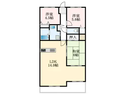 イトーピア金剛東グランヒルズ(3LDK/14階)の間取り写真