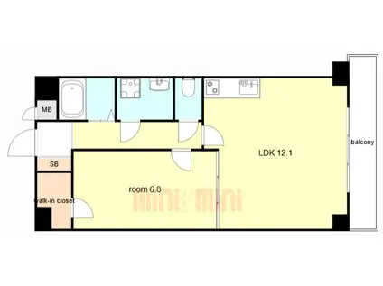 サムティ大阪ウエストグランジール(1LDK/9階)の間取り写真