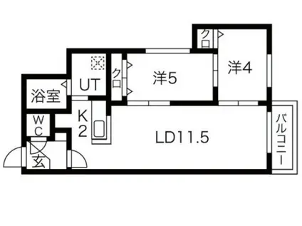 カーサ・フォレスト南平岸(2LDK/2階)の間取り写真