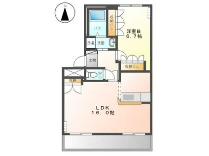 ピュア ハピネス(1LDK/2階)の間取り写真