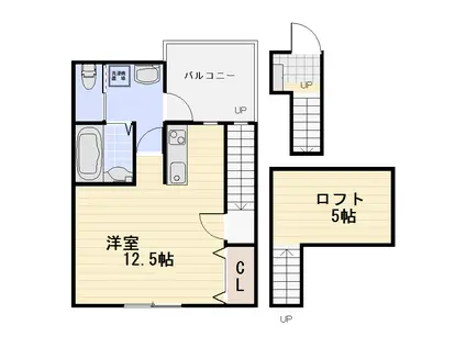 メゾン舞Ⅲ(ワンルーム/1階)の間取り写真