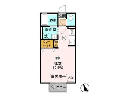 イノセントワールド 壱番館(ワンルーム/2階)の間取り写真