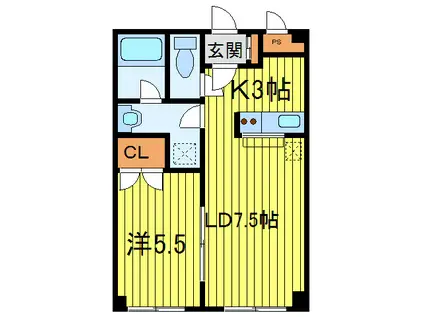 アムール東札幌(1LDK/1階)の間取り写真