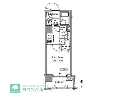 パークアクシス住吉(1K/2階)の間取り写真
